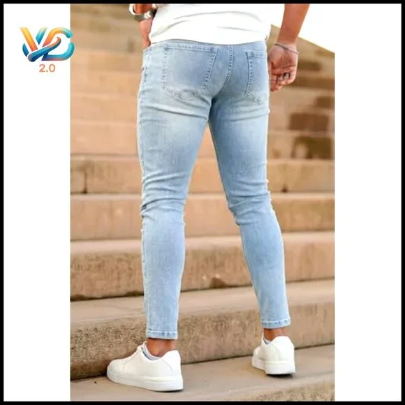 Skinny Jeans Stretch Tapered Leg Slim Fit Elastic Waist Modern Casual